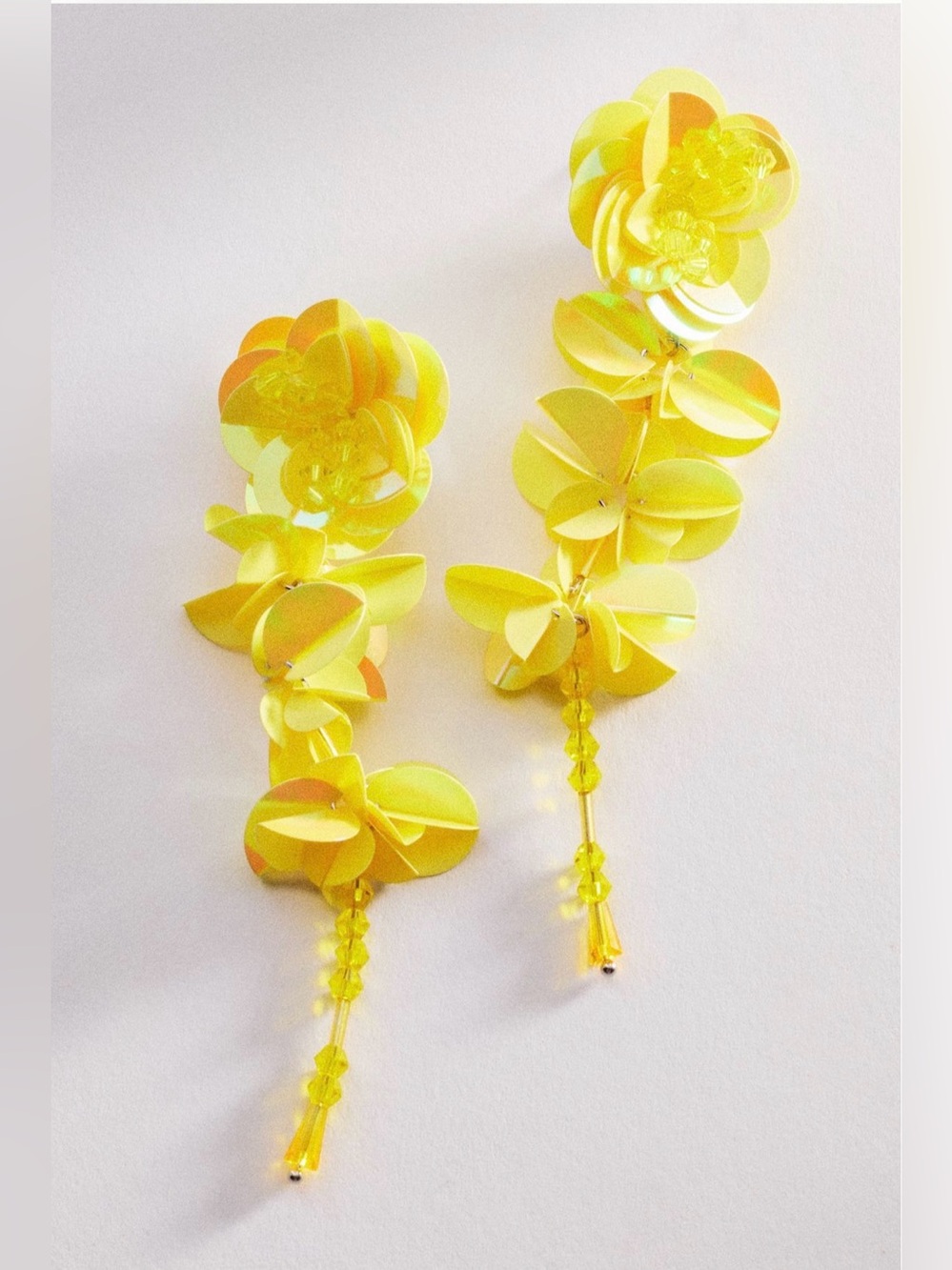 Anthropologie Paillette Floral Drop Earrings